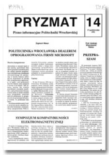 Pryzmat : Pismo Informacyjne Politechniki Wrocławskiej. 27 października 1992, nr 14
