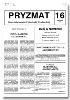 Pryzmat : Pismo Informacyjne Politechniki Wrocławskiej. 27 listopada 1992, nr 16