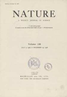 Nature : a Weekly Journal of Science. Volume 138, 1936 August 22, No. 3486