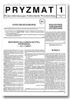 Pryzmat : Pismo Informacyjne Politechniki Wrocławskiej. 28 października 1991, nr 1