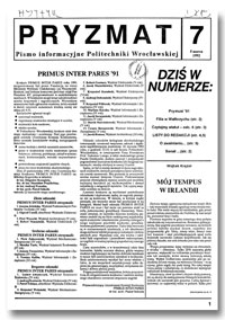 Pryzmat : Pismo Informacyjne Politechniki Wrocławskiej. 5 marca 1992, nr 7