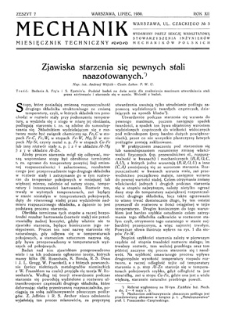 Mechanik : miesięcznik techniczny, Rok XII, Lipiec 1930, Zeszyt 7