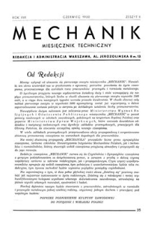 Mechanik : miesięcznik techniczny, Rok XVII, Czerwiec 1938, Zeszyt II