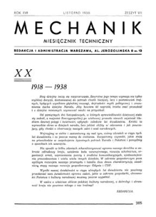 Mechanik : miesięcznik techniczny, Rok XVII, Listopad 1938, Zeszyt VII