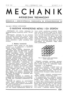 Mechanik : miesięcznik techniczny, Rok XIX, Maj - Czerwiec 1946, Zeszyt 5-6