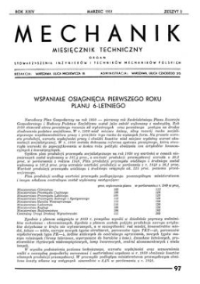 Mechanik : miesięcznik techniczny : organ Stowarzyszenia Inżynierów i Techników Mechaników Polskich, Rok XXIV, Marzec 1951, Zeszyt 3