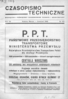 Czasopismo Techniczne. R. 58, Marzec - Kwiecień 1946, Nr 4-5