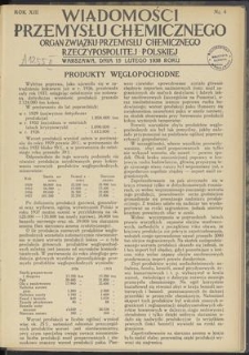 Wiadomości Przemysłu Chemicznego : Organ Związku Przemysłu Chemicznego Rzeczypospolitej Polskiej. R. XIII, 15 lutego 1938, nr 4
