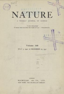 Nature : a Weekly Journal of Science. Volume 148, 1941 July 12, No. 3741