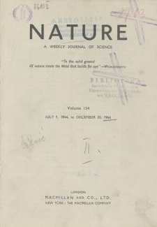 Nature : a Weekly Journal of Science. Volume 154, 1944 July 8, No. 3897