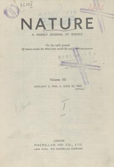 Nature : a Weekly Journal of Science. Volume 155, 1945 January 13, No. 3924