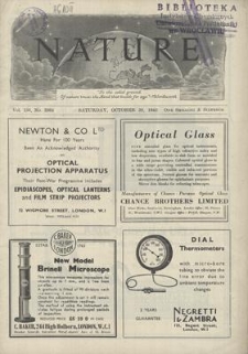 Nature : a Weekly Journal of Science. Volume 156, 1945 October 20, No. 3964