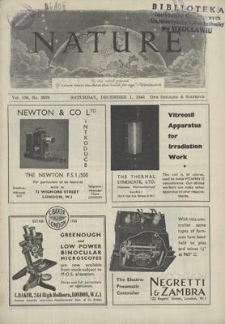 Nature : a Weekly Journal of Science. Volume 156, 1945 December 1, No. 3970