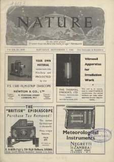 Nature : a Weekly Journal of Science. Volume 158, 1946 September 7, No. 4010