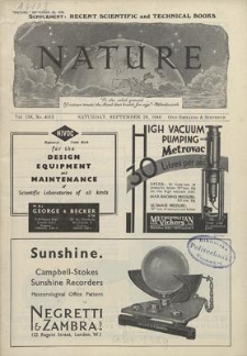 Nature : a Weekly Journal of Science. Volume 158, 1946 September 28, No. 4013