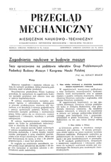 Przegląd Mechaniczny : miesięcznik naukowo-techniczny Stowarzyszenia Inżynierów Mechaników i Techników Polskich, Rok X, Luty 1951, Zeszyt 2