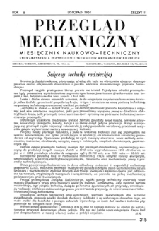 Przegląd Mechaniczny : miesięcznik naukowo-techniczny Stowarzyszenia Inżynierów Mechaników i Techników Polskich, Rok X, Listopad 1951, Zeszyt 11