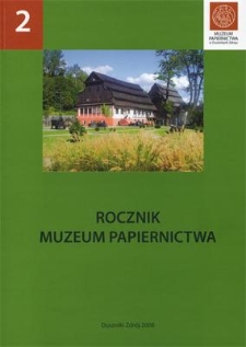 Spis treści [Rocznik Muzeum Papiernictwa, tom II]