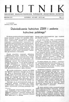 Hutnik : czasopismo naukowo-techniczne poświęcone zagadnieniom hutnictwa. R. 16, styczeń-luty 1949, Nr 1-2
