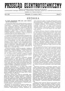 Przegląd Elektrotechniczny. Rok XXV, 21 września 1949, Zeszyt 9