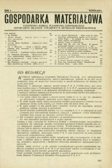Gospodarka Materiałowa, Rok I, maj 1949, nr 3