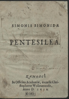 Simonis Simonidæ Pentesilèa