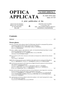 Editorial [Optica Applicata, Vol. 35, 2005, nr 4]