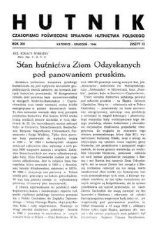Hutnik : czasopismo poświęcone sprawom hutnictwa polskiego. R. 13, grudzień 1946, Zeszyt 12