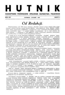Hutnik : czasopismo poświęcone zagadnieniom hutnictwa polskiego. R. 14, styczeń 1947, zeszyt 1