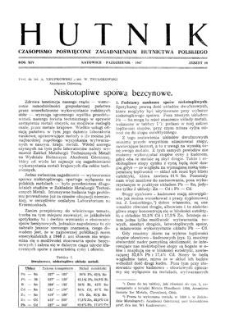 Hutnik : czasopismo poświęcone zagadnieniom hutnictwa polskiego. R. 14, październik 1947, zeszyt 10