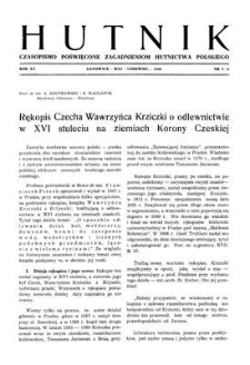 Hutnik : czasopismo poświęcone zagadnieniom hutnictwa polskiego. R. 15, maj-czerwiec 1948, zeszyt 5-6