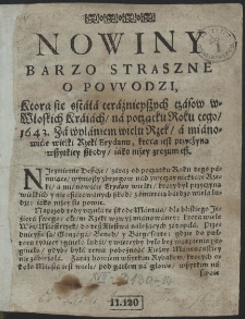 Nowiny Barzo Straszne O Powodzi, Która się stáłá [...] w Włoskich kráiách na początku roku tego, 1643. [...]