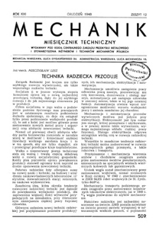 Mechanik : miesięcznik techniczny, Rok XXI, Grudzień 1948, Zeszyt 12
