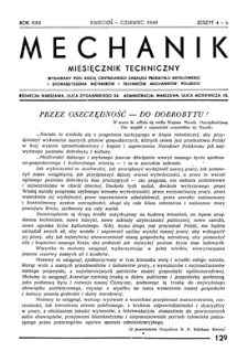 Mechanik : miesięcznik techniczny, Rok XXII, Kwiecień-Czerwiec 1949, Zeszyt 4-6