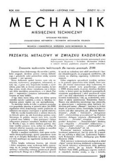 Mechanik : miesięcznik techniczny, Rok XXII, Październik-Listopad 1949, Zeszyt 10-11