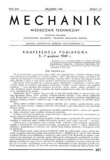Mechanik : miesięcznik techniczny, Rok XXII, Grudzień 1949, Zeszyt 12