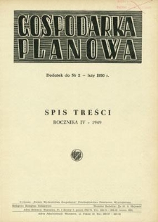 Spis treści rocznika IV - 1949 [Gospodarka Planowa, Rok IV, 1949]
