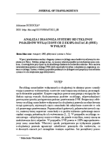 Analiza i diagnoza systemu recyklingu pojazdów wyłączonych z eksploatacji (SWE) w Polsce