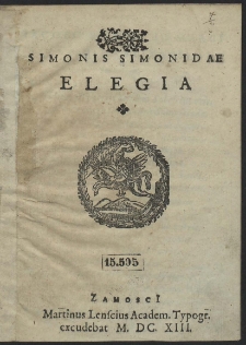 Simonis Simonidae Elegia