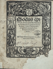 Modus epistolandi [...] cu[m] epistolis exemplaribus et orationibus anexis