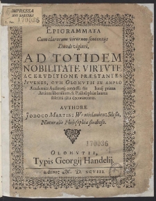 Epigrammata Cum clarorum virorum sententijs Duodeviginti. [...]