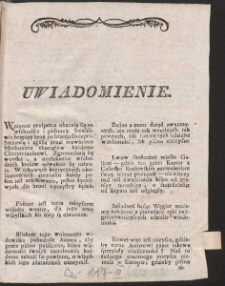 Uwiadomienie [o mających wychodzić Gazetach Realnych we Lwowie od 3 I 1788]
