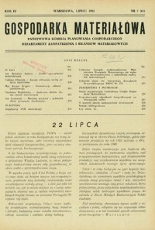 Gospodarka Materiałowa, Rok IV, lipiec 1952, nr 7 (41)