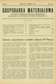 Gospodarka Materiałowa, Rok IV, sierpień 1952, nr 8 (42)