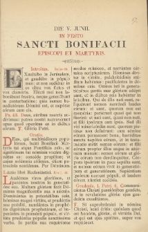 Die V. Junii. In Festo Sancti Bonifacii Episcopi Et Martyris