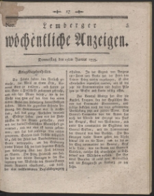 Lemberger W&ouml;chentliche Anzeigen. R. 1795 Nr 5
