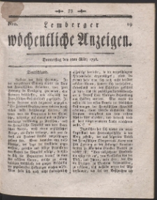 Lemberger W&ouml;chentliche Anzeigen. R. 1798 Nr 19