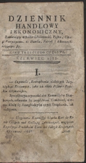 Dziennik Handlowy. Zawieraiący w sobie wszystkie Okoliczności czyli Ogniwa całego Łańcucha Handlu Polskiego. R. 1788 (Czerwiec-grudzień)