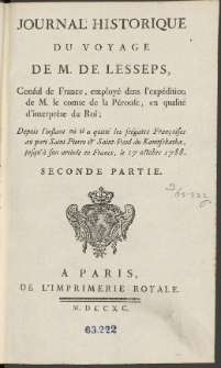 Journal Historique Du Voyage De M. De Lesseps [...] : Depuis l'instant ou il a quitte les fregates Francoises au port Saint-Pierre [...]. Ps 2.