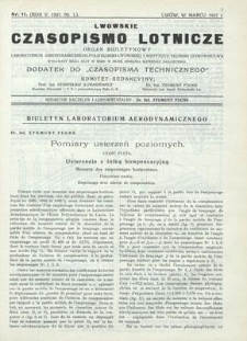 Lwowskie Czasopismo Lotnicze. R. 5, marzec 1937, Nr 1